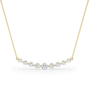 1 Carat Tw 9 Stone Diamond Bar Necklace In 14K Yellow Gold