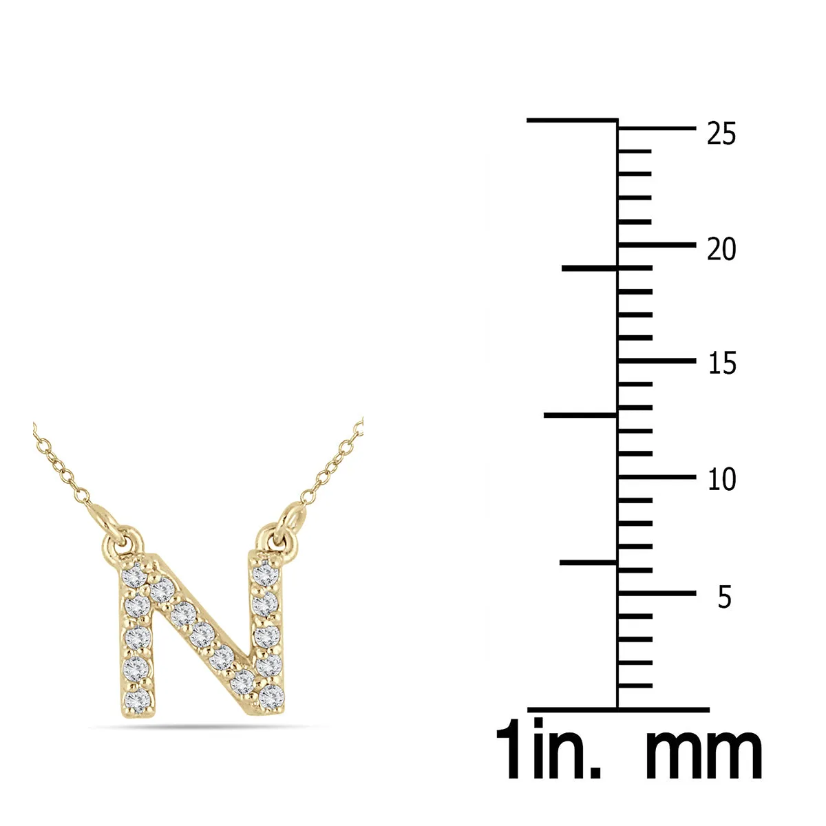 1/10 Carat Tw N Initial Diamond Pendant In 10K Yellow Gold