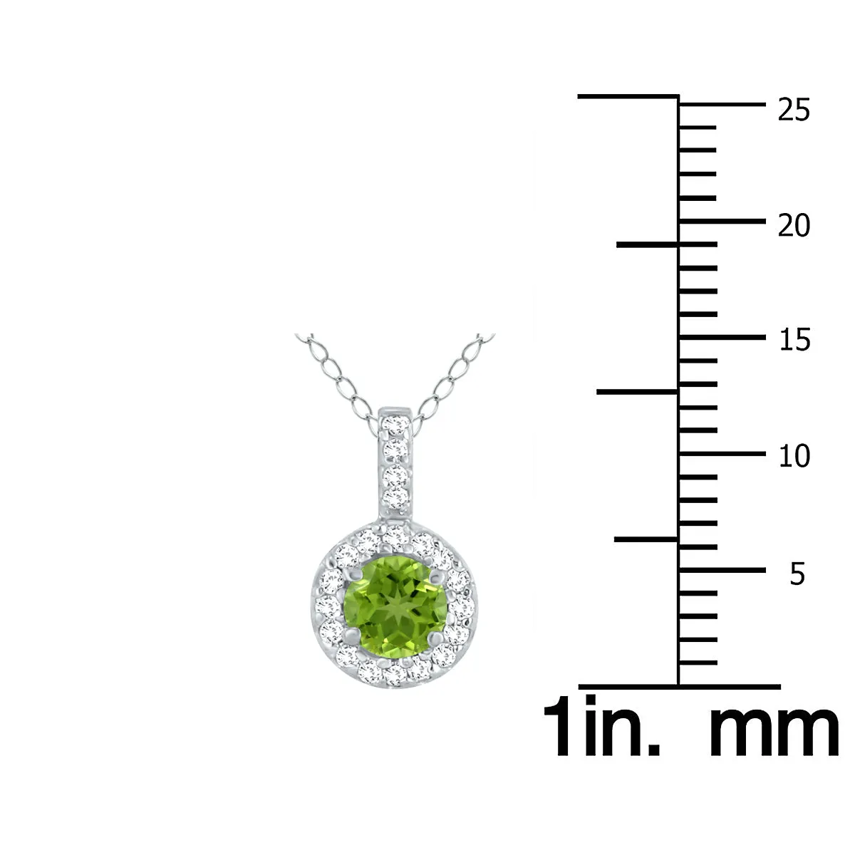 1/2 Carat Tw Halo Peridot And Diamond Pendant In 10K White Gold