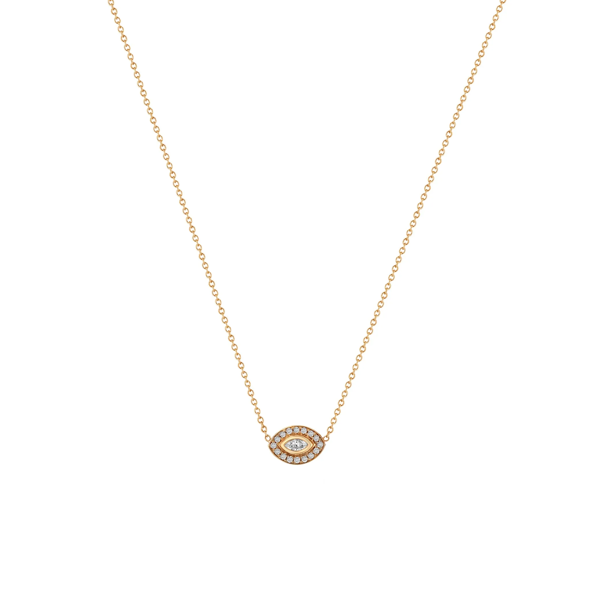 14k Marquise Diamond Halo Necklace