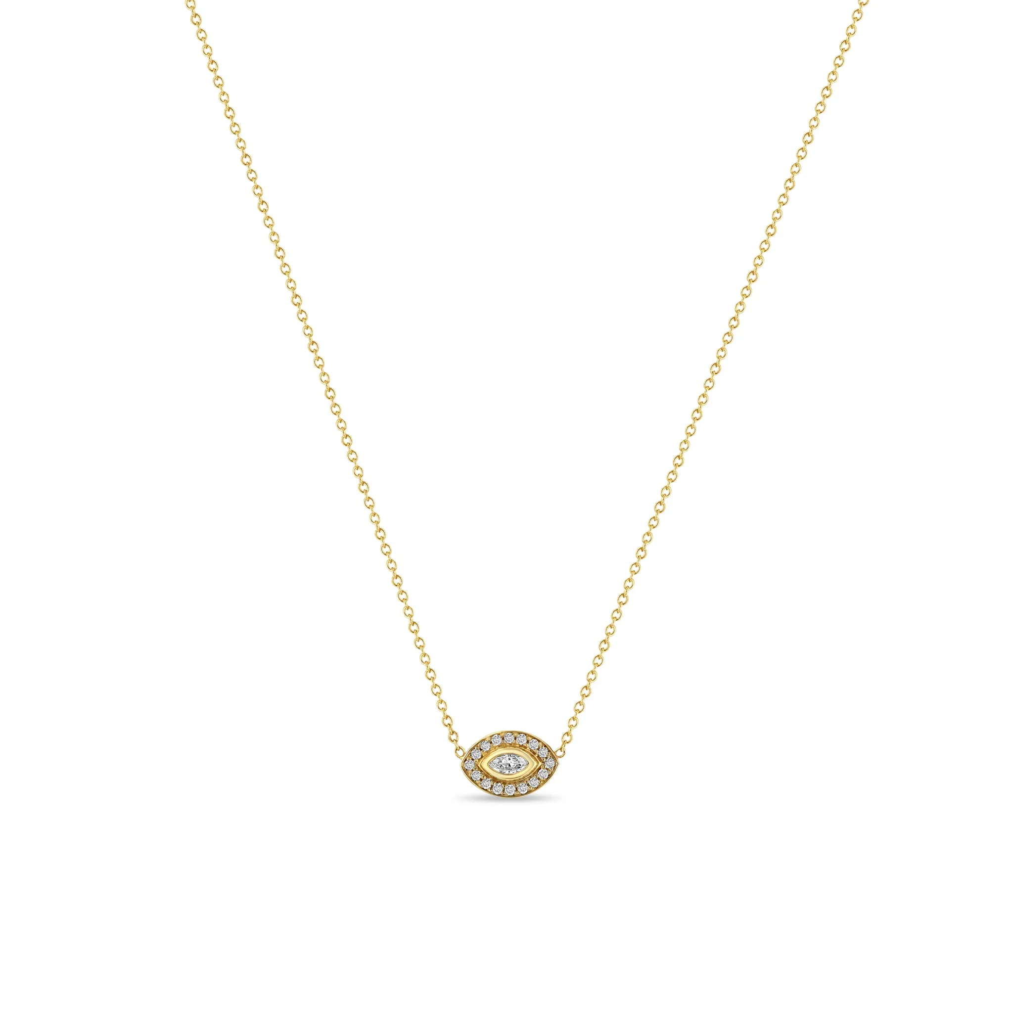 14k Marquise Diamond Halo Necklace