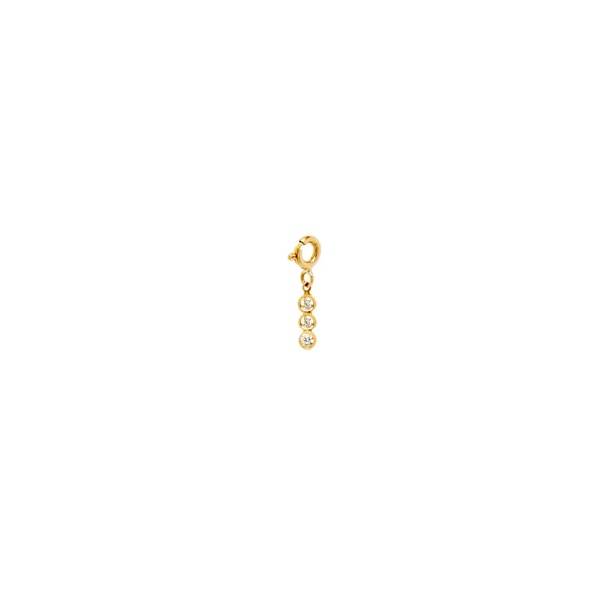 14k Single 3 Vertical Diamond Bezel Charm Pendant