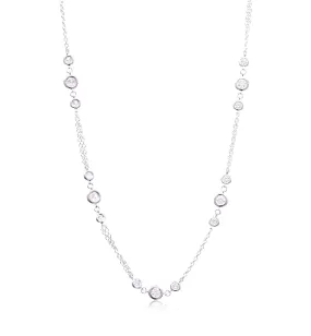 14K WHITE GOLD 18-INCH BEZEL-SET DIAMOND CABLE CHAIN NECKLACE 2.75CTW