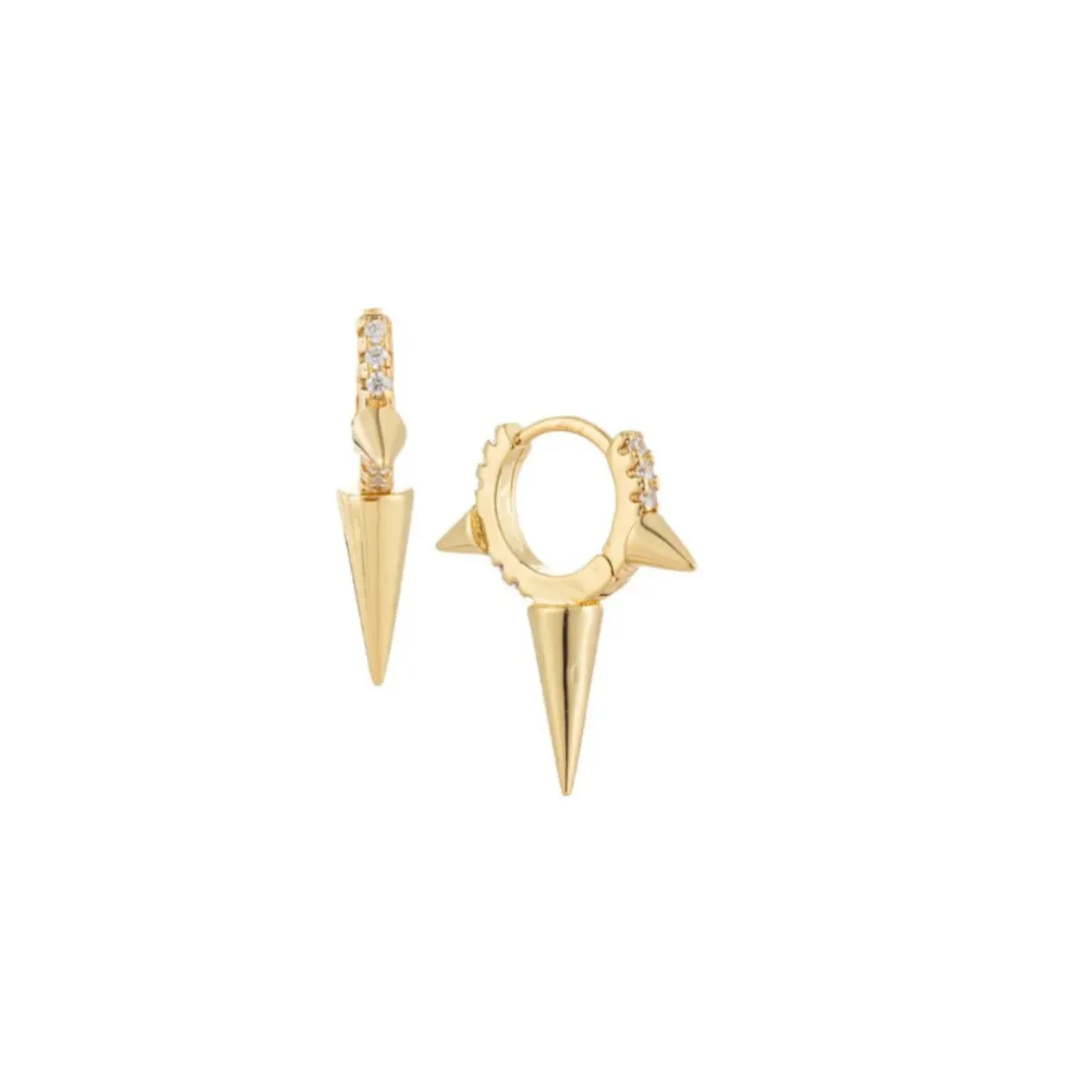 14kt Gold   Diamond Trio Spike Huggies