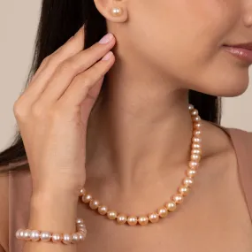 18 Inch 3 Piece Set of 8.5-9.0 mm AA  Pink Freshwater Pearls