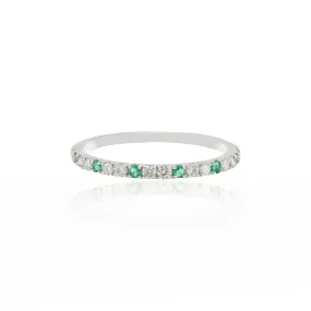 18K White Gold Emerald Diamond Eternity Band