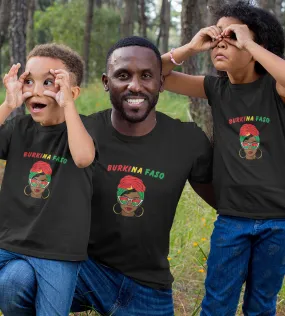 1sttheworld T-Shirt - Girl Wear Sunglasses And A Scarf Burkina Faso Flag T-Shirt Black A35