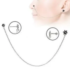 316L Stainless Steel Flower Chain Nose   Cartilage Earring