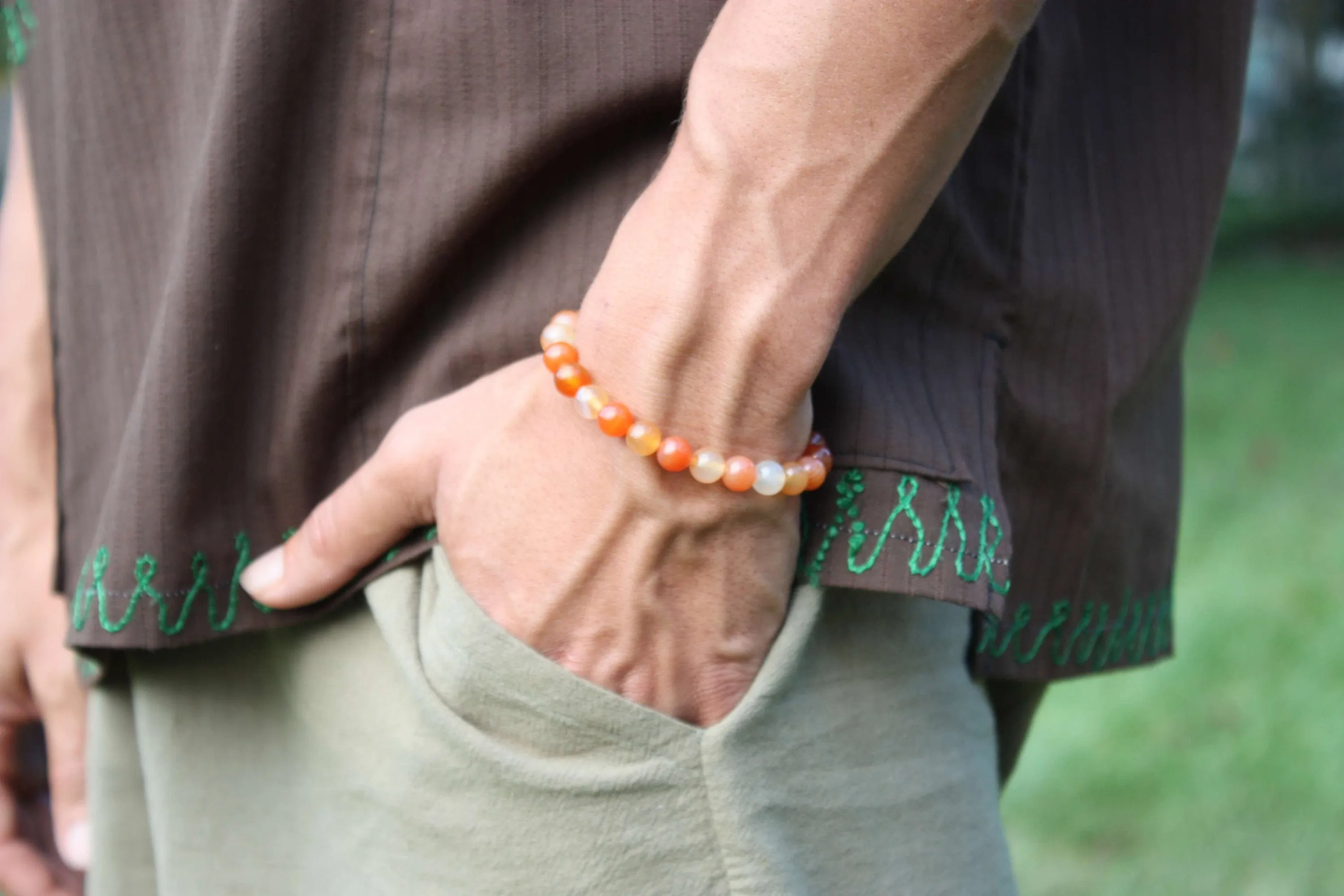 6/8/10/12mm Carnelian Crystal Bracelet, Natural Stone Jewelry for Creativity & Confidence, Handmade Radiant Red Accessory Magnet Clasp