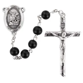 8mm Black Wood St. Michael Rosary