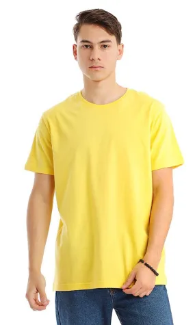 94614 Basic Solid Cotton Short Sleeves Yellow Tee