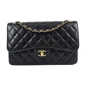 A58600 Classic Jumbo Flap Bag in Black Caviar GHW