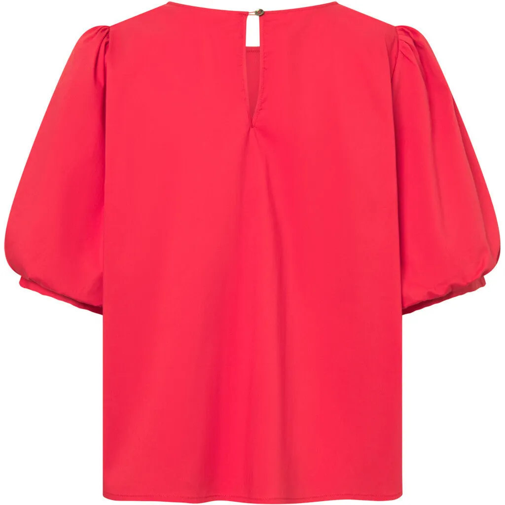 Abi blouse with puff at shoulder / 100002 - Red