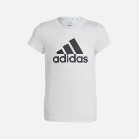 Adidas Essentials Big Logo Kids Girls Cotton T-shirt (7-15 Year) -White/Black