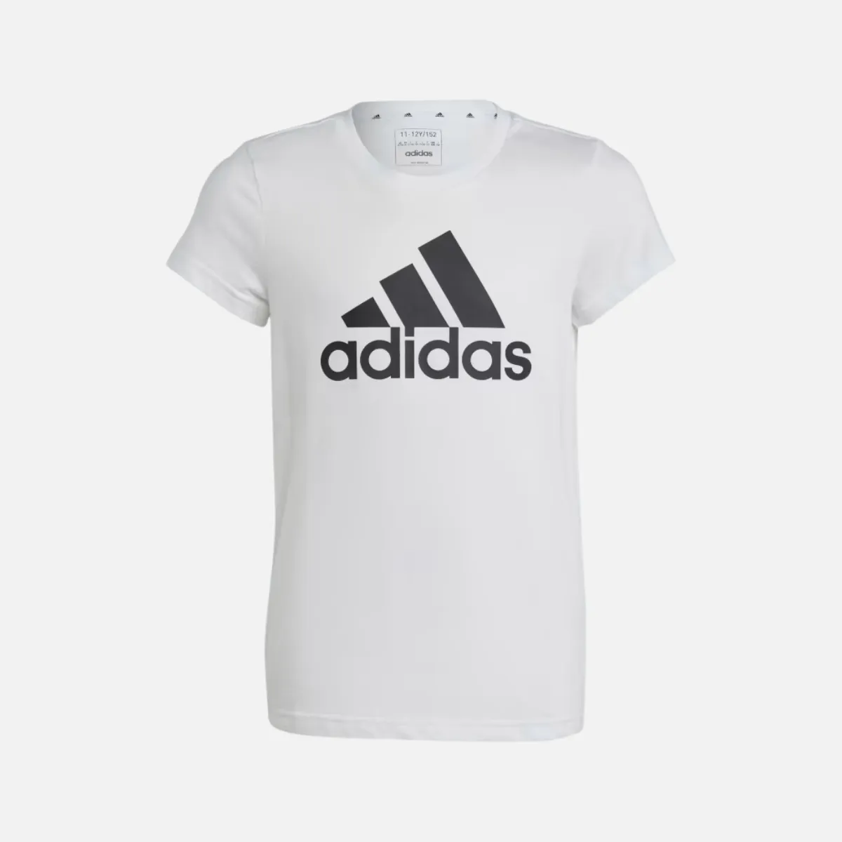 Adidas Essentials Big Logo Kids Girls Cotton T-shirt (7-15 Year) -White/Black