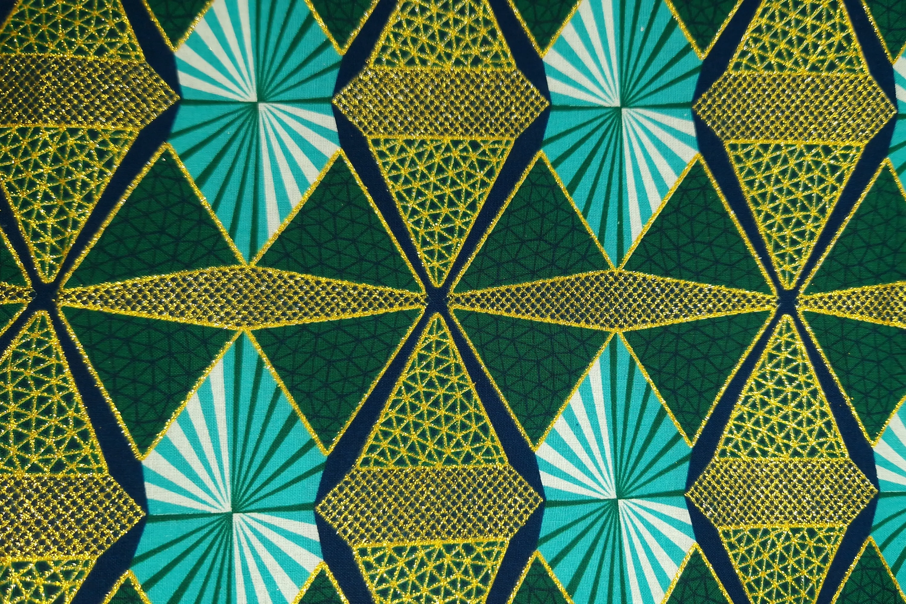 African print fabric - Exclusive Embellished Glitter effects 100% cotton - OT-3004 Gold Green