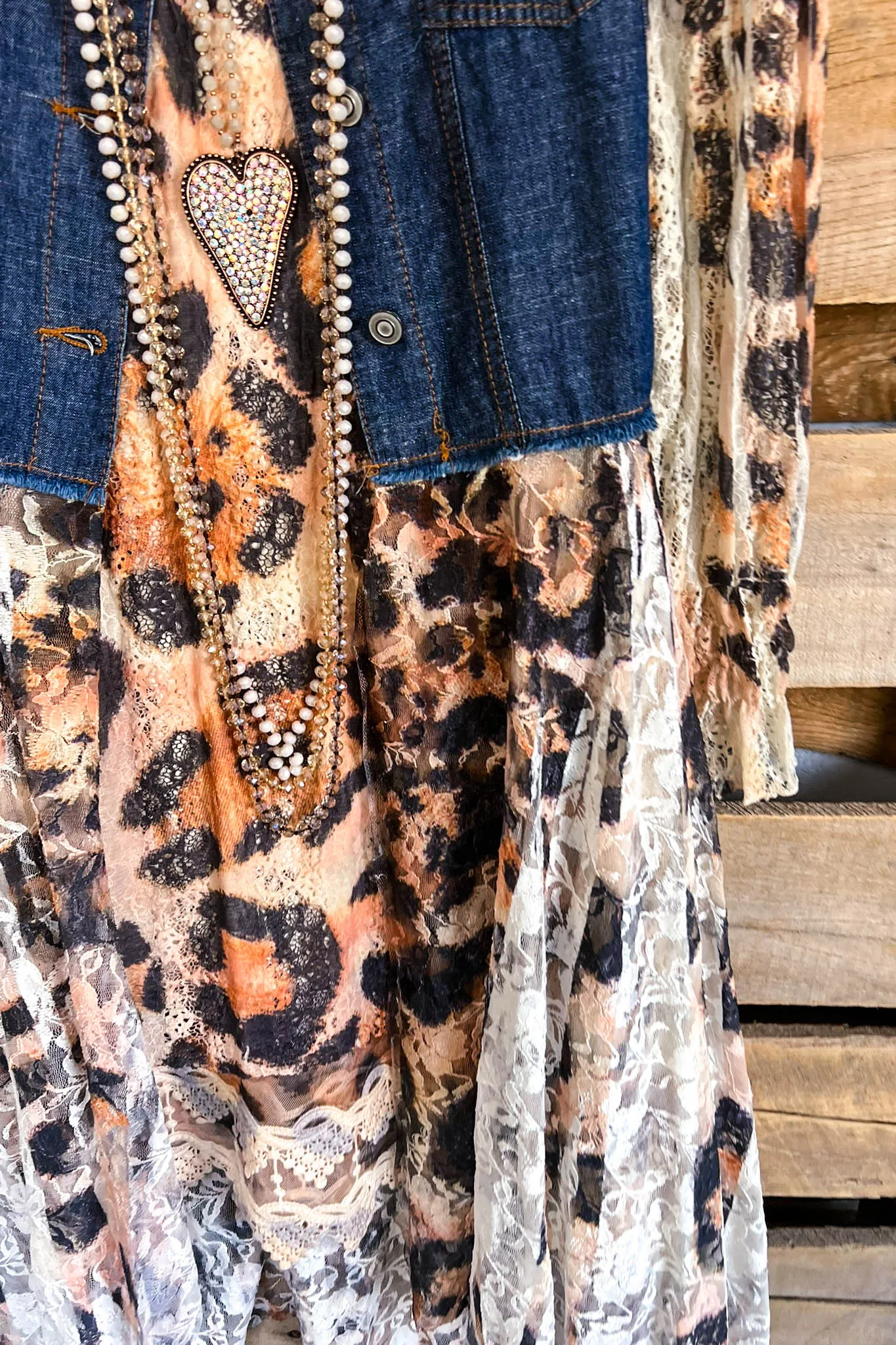 AHB EXCLUSIVE: All The While Vest - Denim/Leopard - 100% COTTON