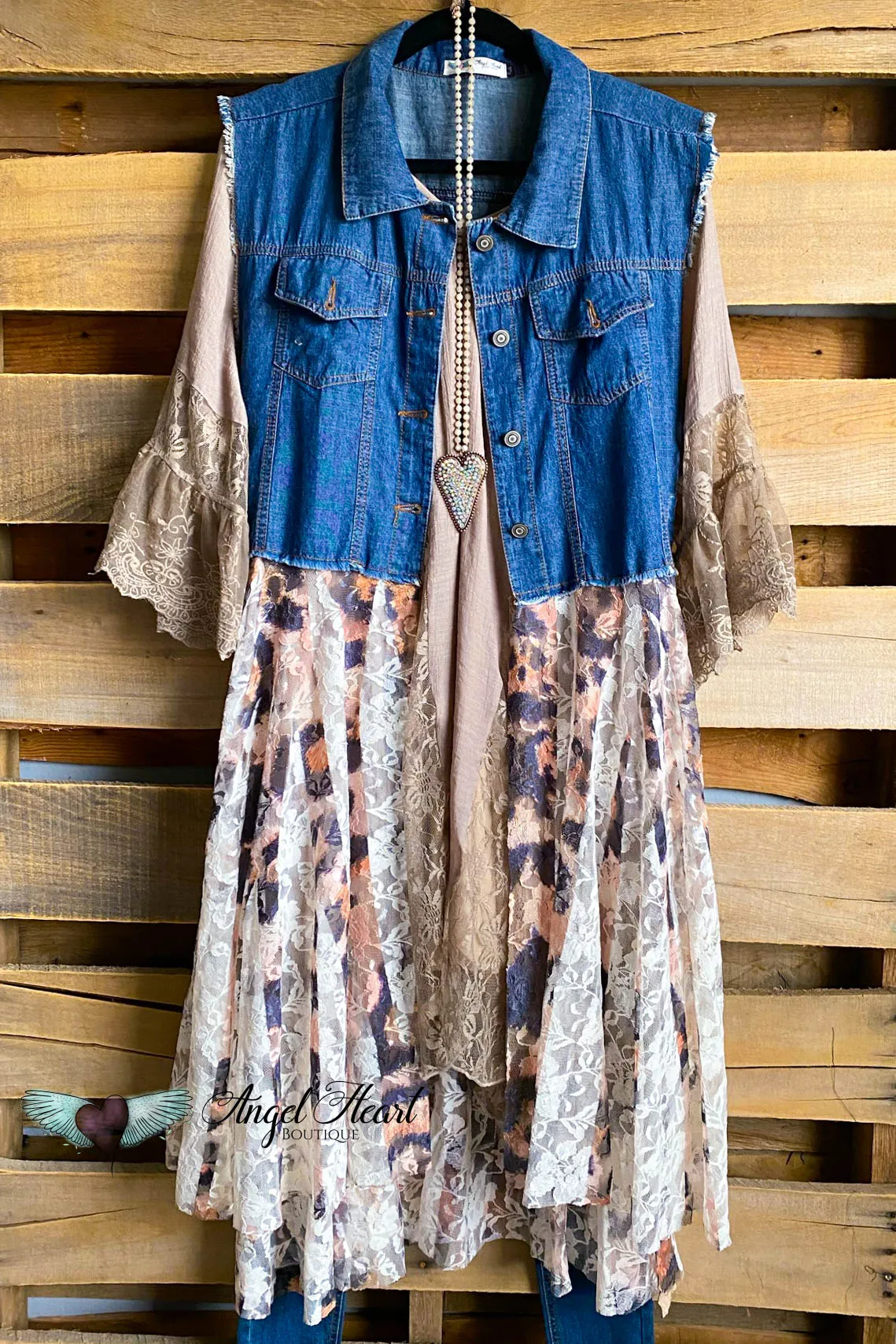 AHB EXCLUSIVE: All The While Vest - Denim/Leopard - 100% COTTON