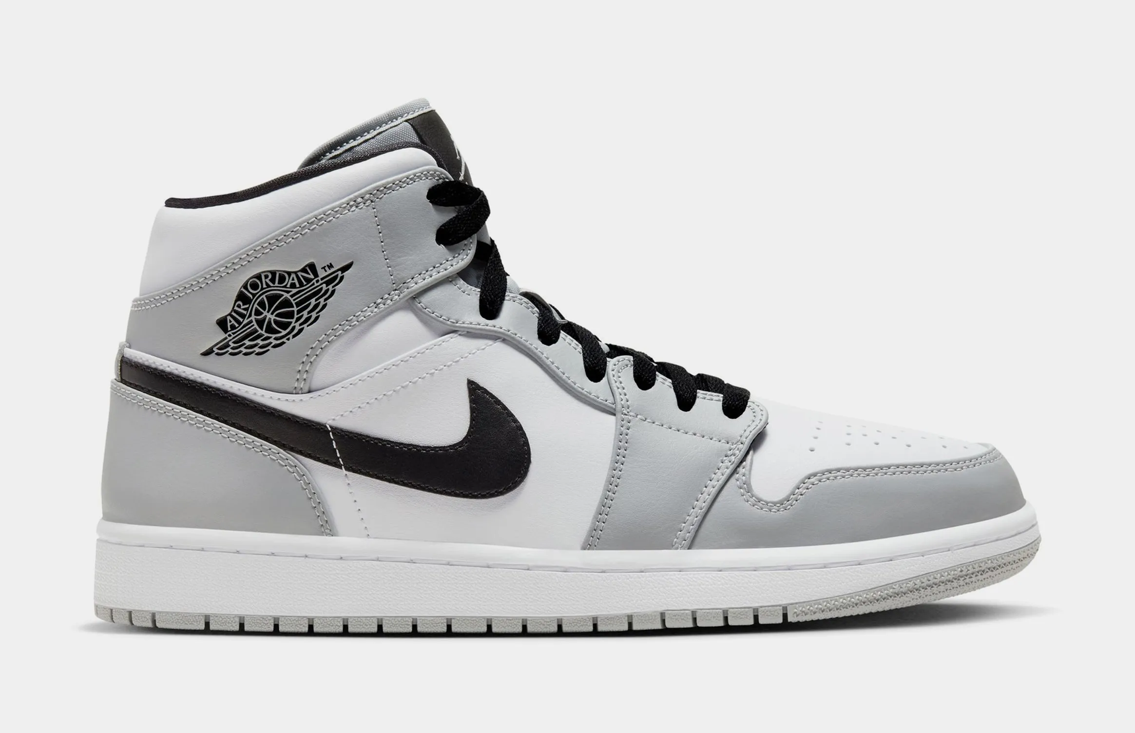 Air Jordan 1 Retro Mid Light Smoke Grey Mens Lifestyle Shoes (Black/Grey)