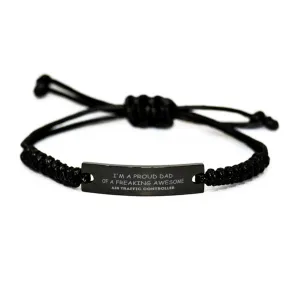 Air Traffic Controller Gifts. Proud Dad of a freaking Awesome Air Traffic Controller. Black Rope Bracelet for Air Traffic Controller. Great Gift for Him. Fathers Day Gift. Unique Dad Jewelry