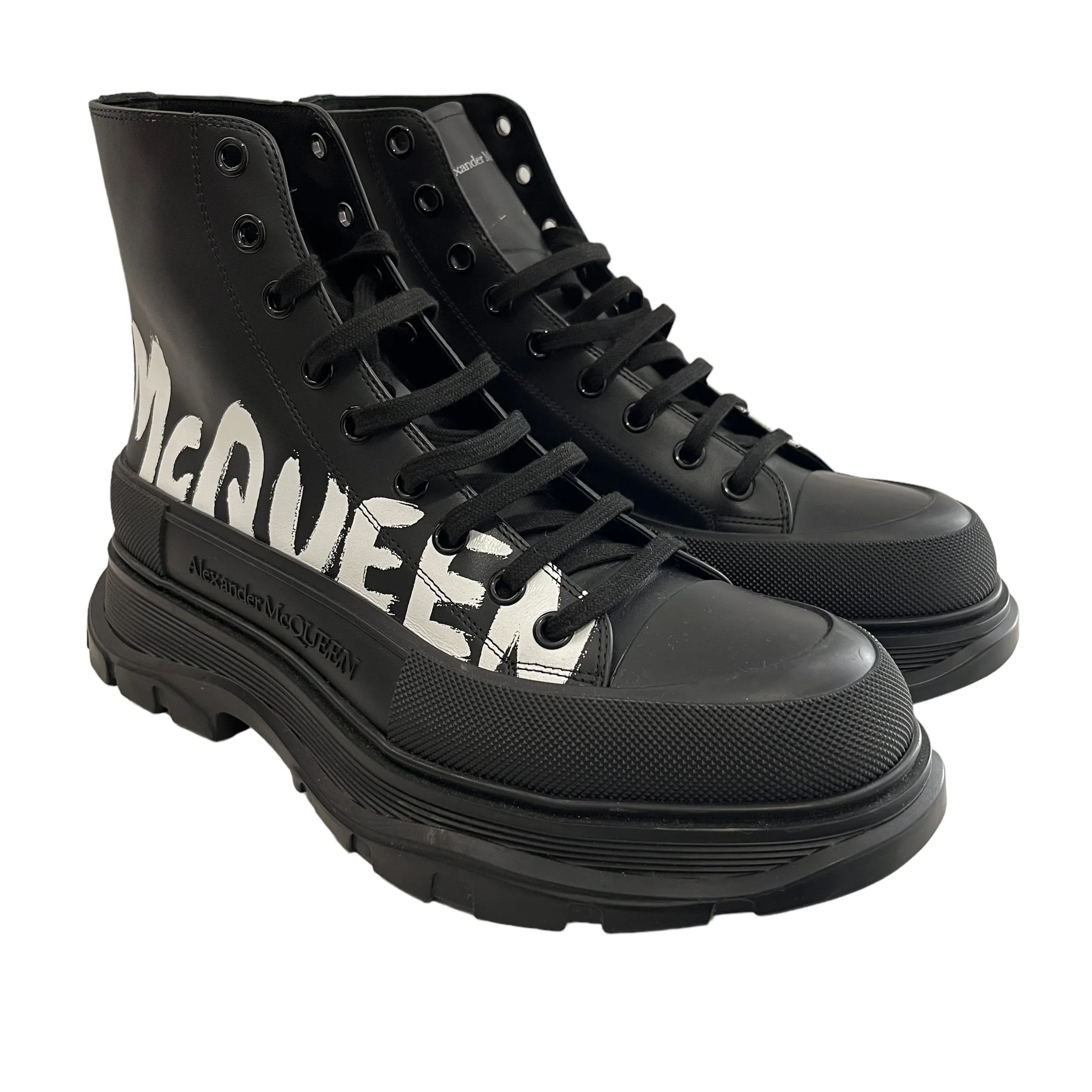 Alexander McQueen/Hi-Sneakers/EU 44/Leather/BLK/Tread Slick