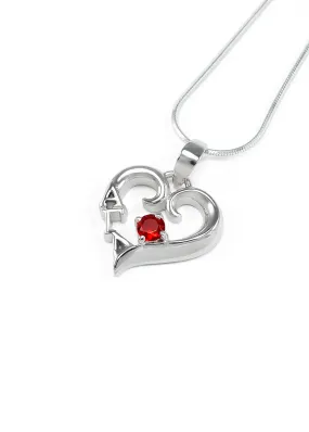 Alpha Gamma Delta Sterling Silver Heart Pendant (Red)