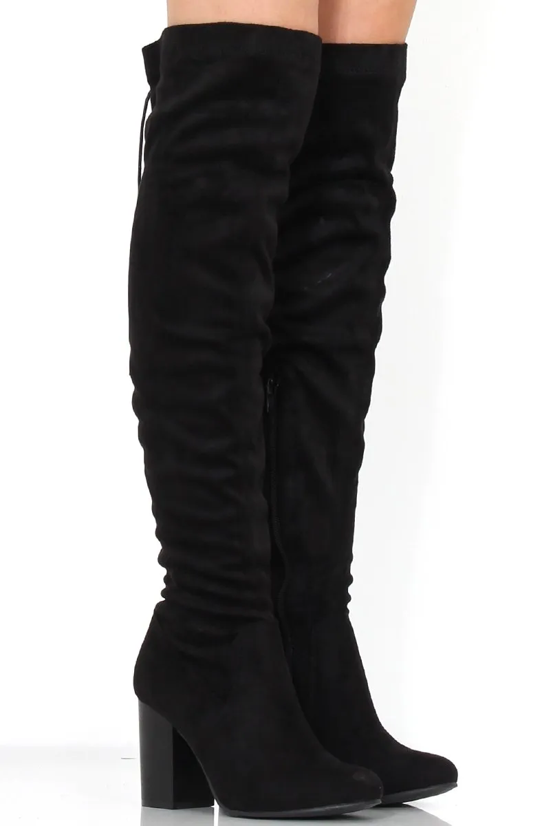 Amelia Black Suede Tassel Boots