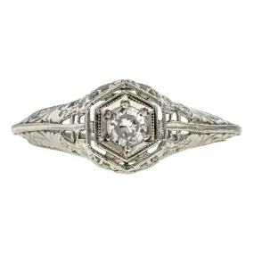 Art Deco Engagment Ring, RBC 0.14ct.