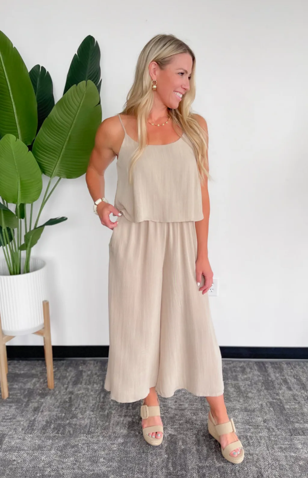 Autumn Natural Wide Leg Jumpsuit