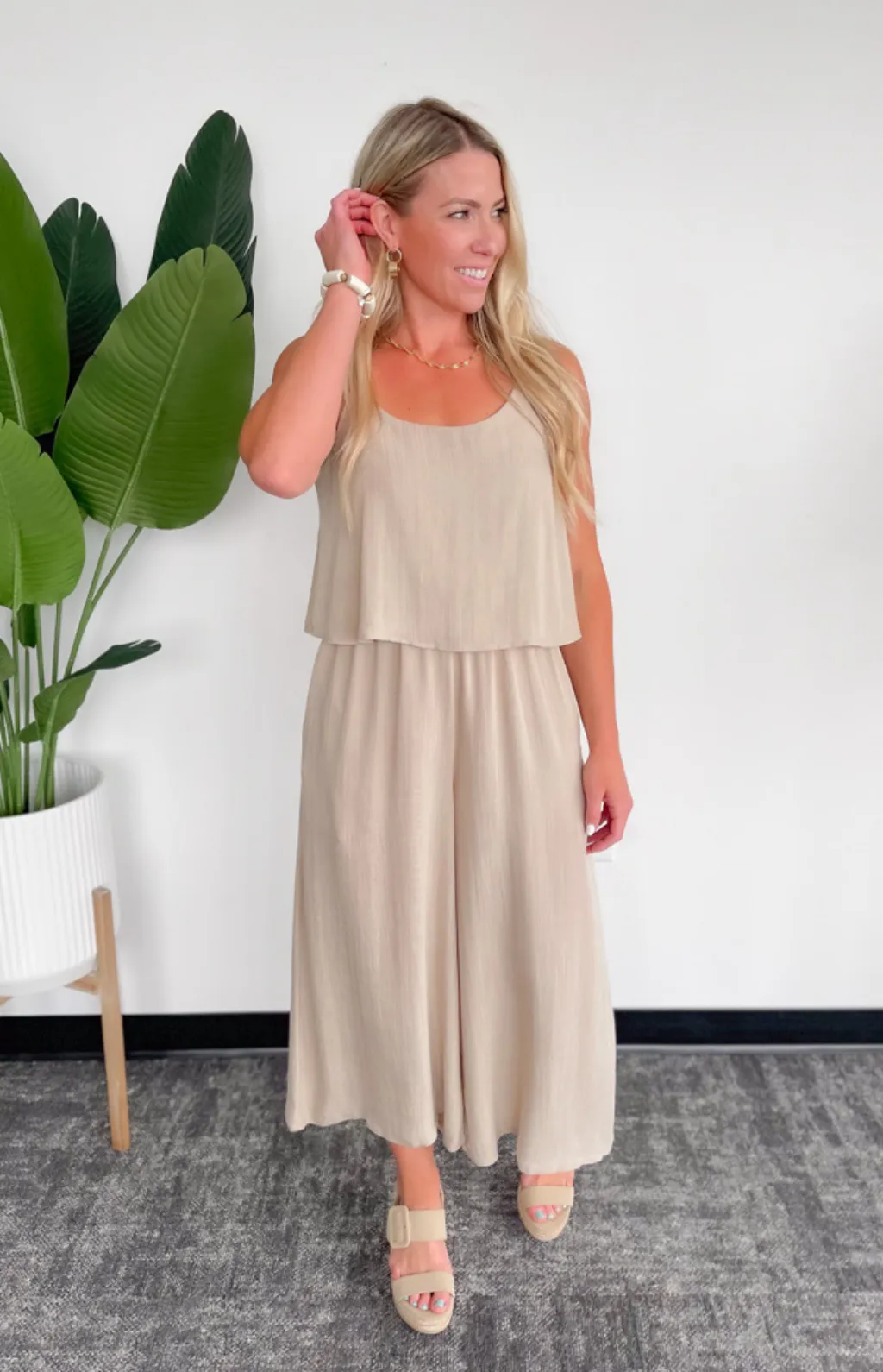 Autumn Natural Wide Leg Jumpsuit