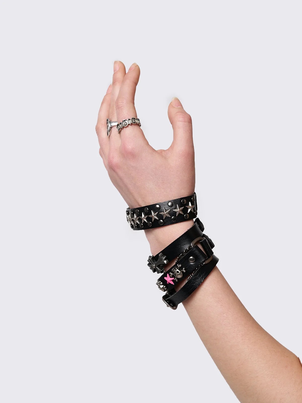 Baddie Energy Leather Bracelet Set