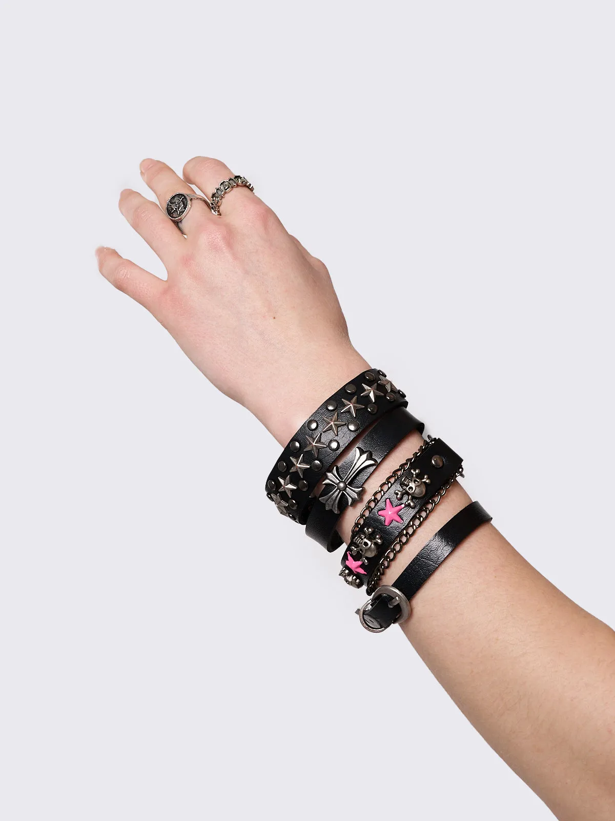 Baddie Energy Leather Bracelet Set