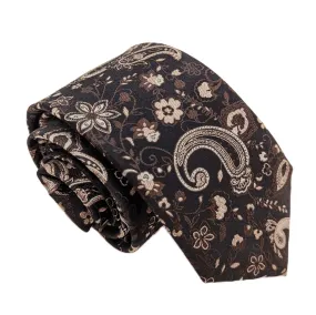 Beige Floral Paisley Silk Wedding Tie