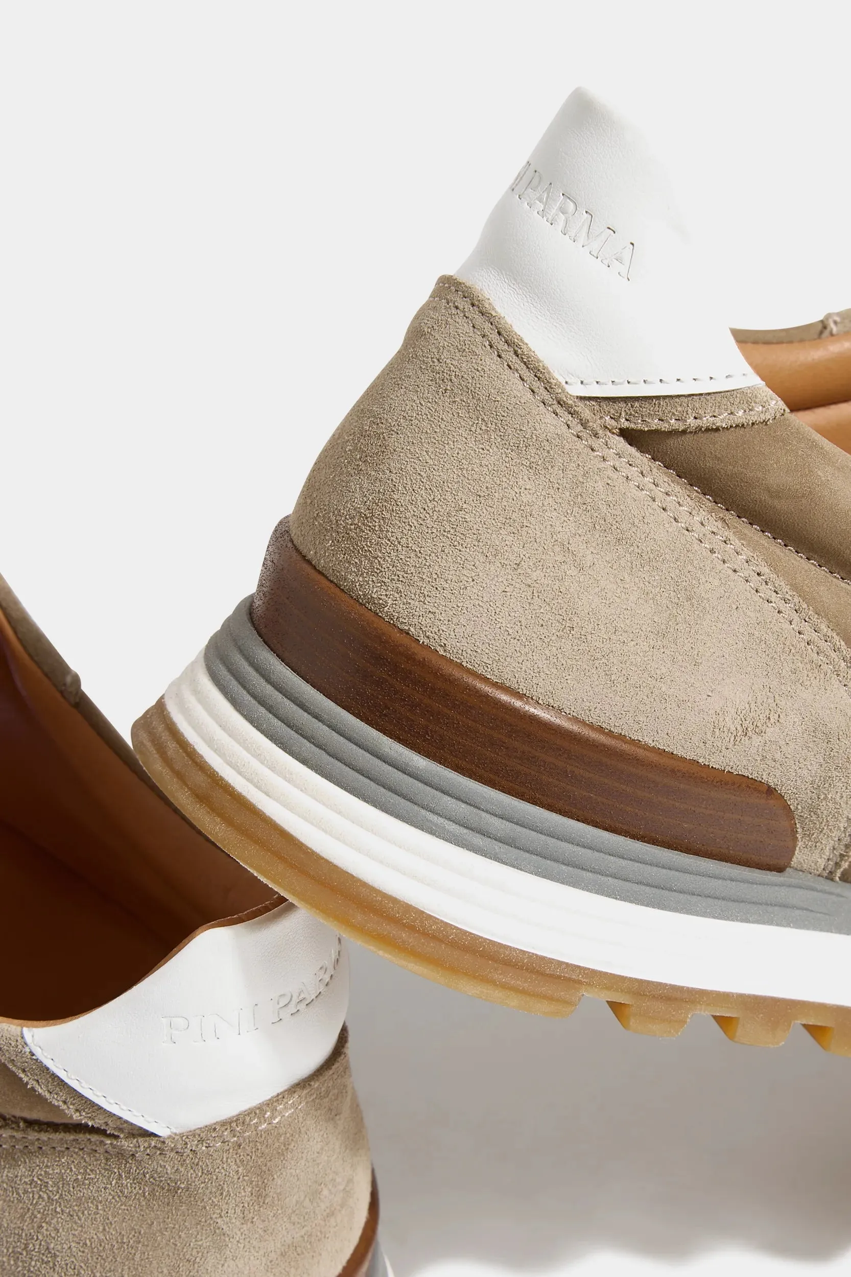 Beige nabuk and suede runners - Made In Italy