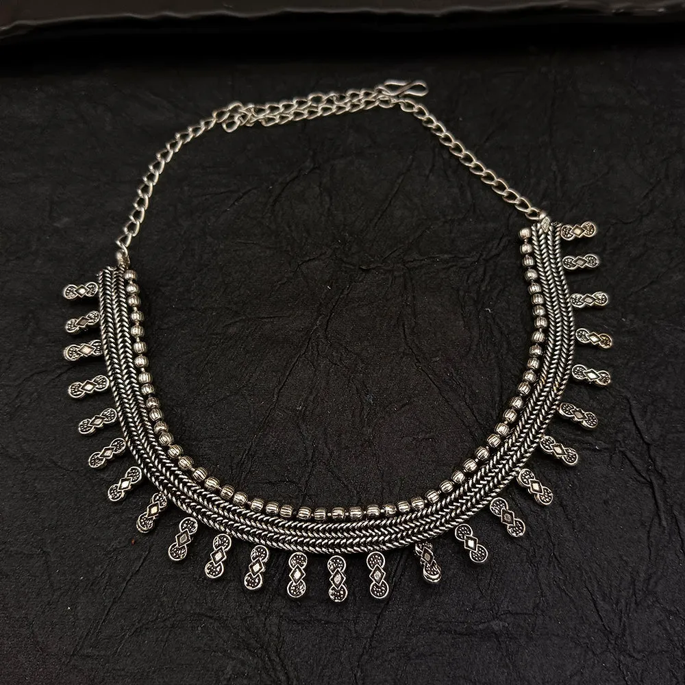 Bhavi Jewel Oxidised Plated Necklace