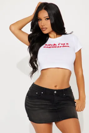 Bitch I'm A Sagittarius Fitted Tee - White