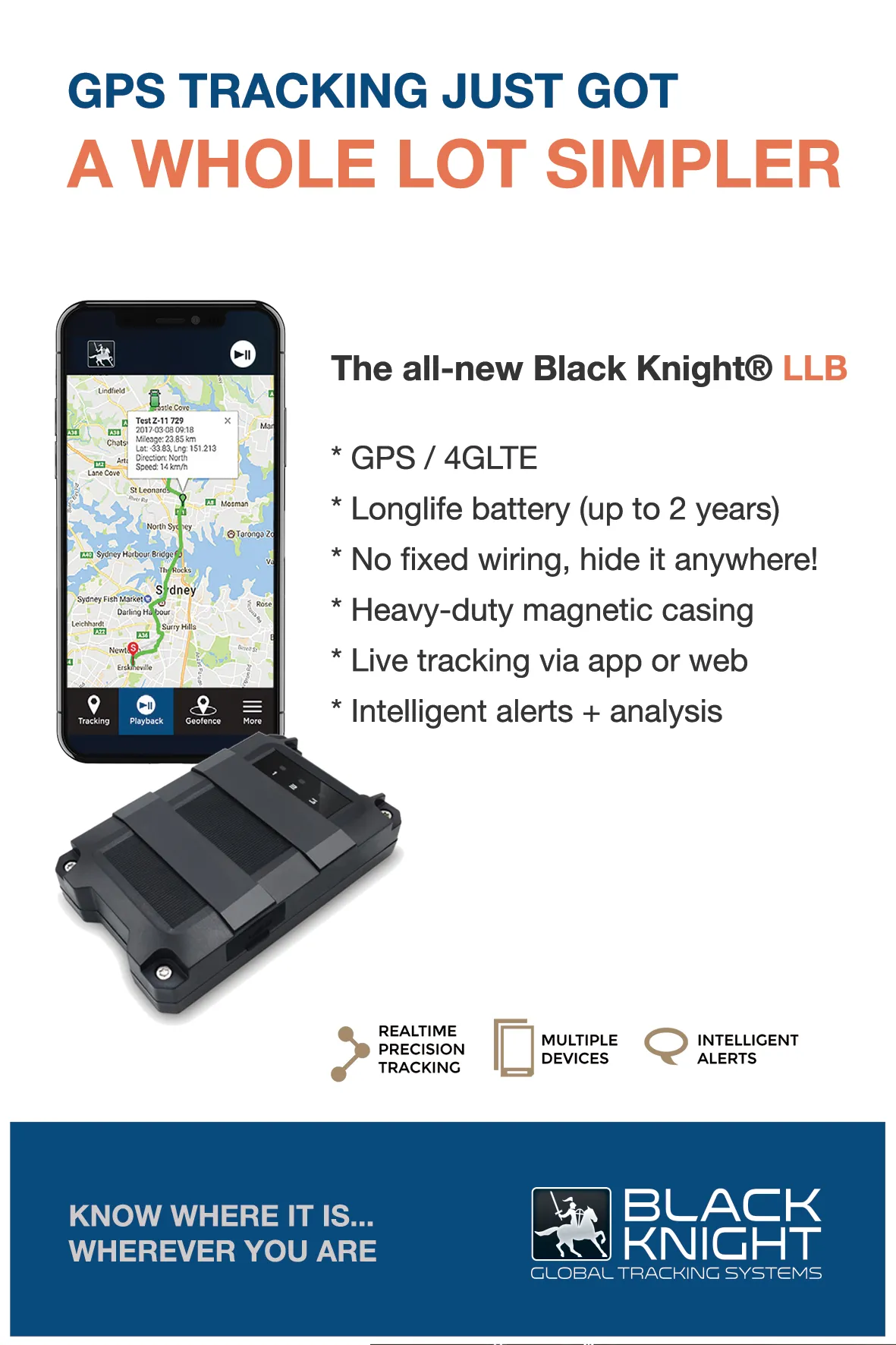 Black Knight portable LLB GPS Tracker