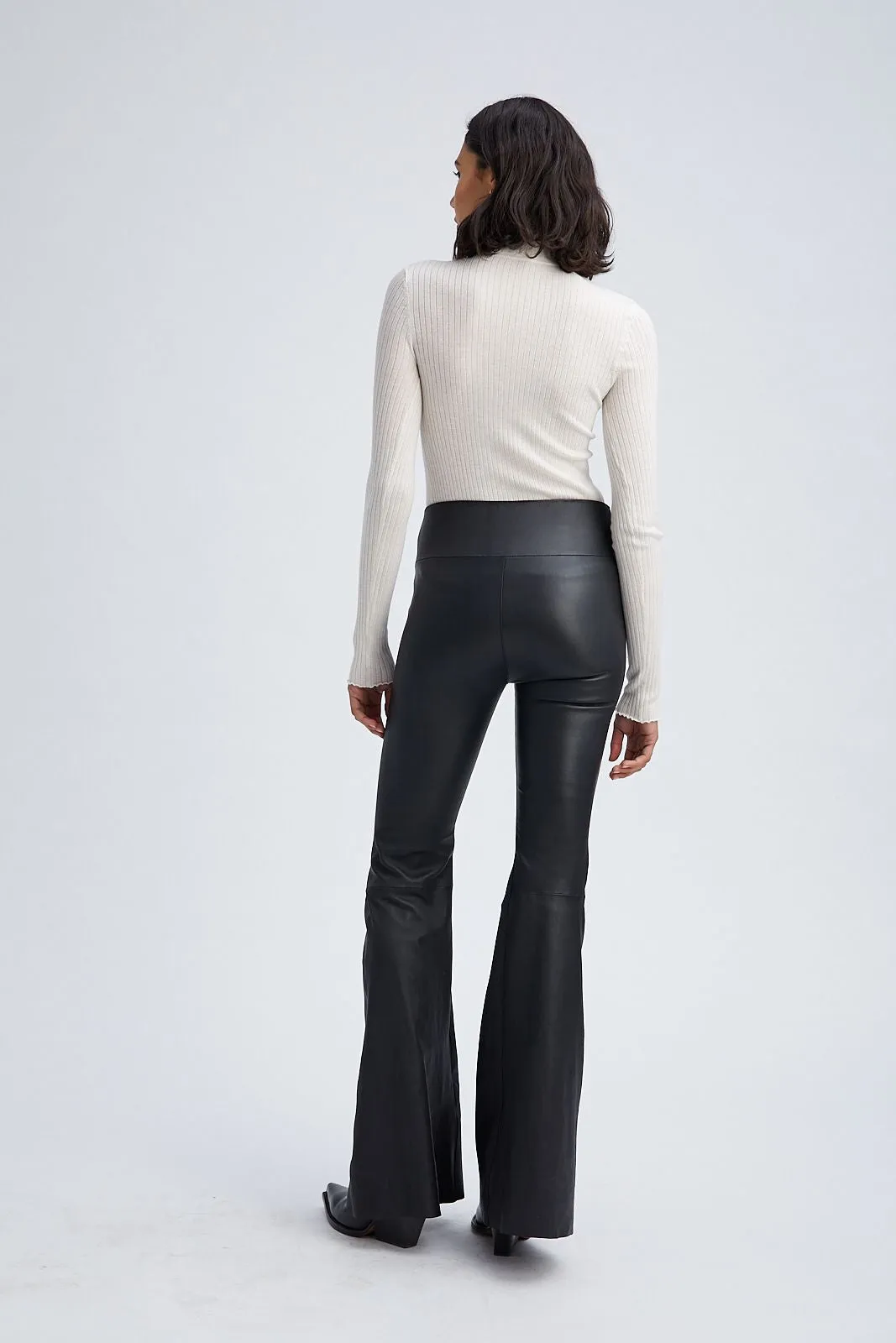 Black Leather Ultra Flare Pants