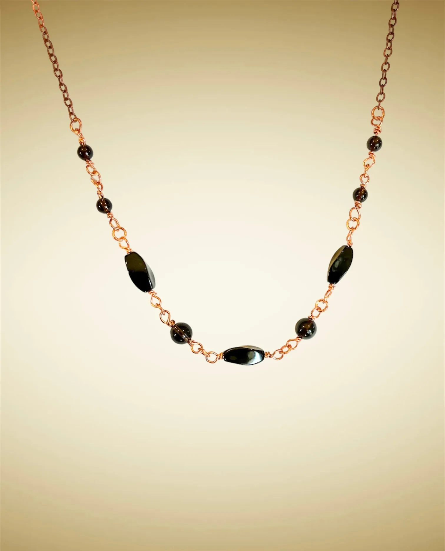 Black Onyx & Smokey Quartz Necklace