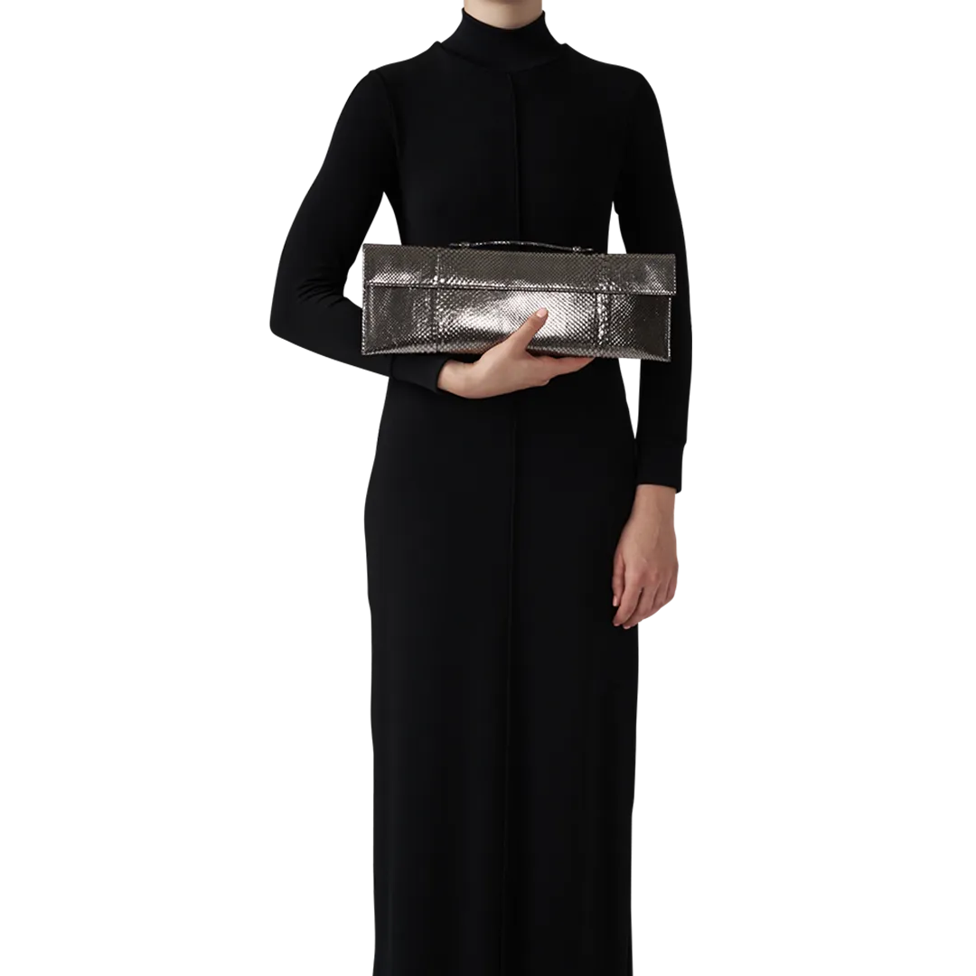 Black Python Tuxedo Clutch