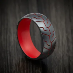 Black Titanium and Cerakote Tire Tread Men's Ring Custom Made