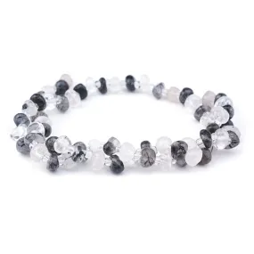 Black Tourmalinated Quartz 5x8mm Chip - 15-16 Inch