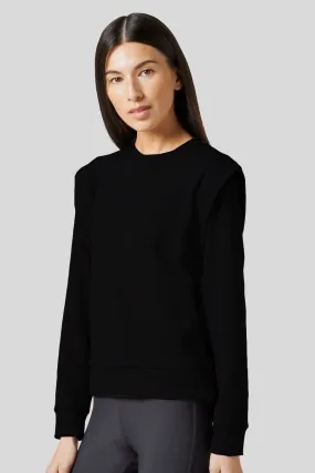 Capped Sleeve Sweatshirt in Black