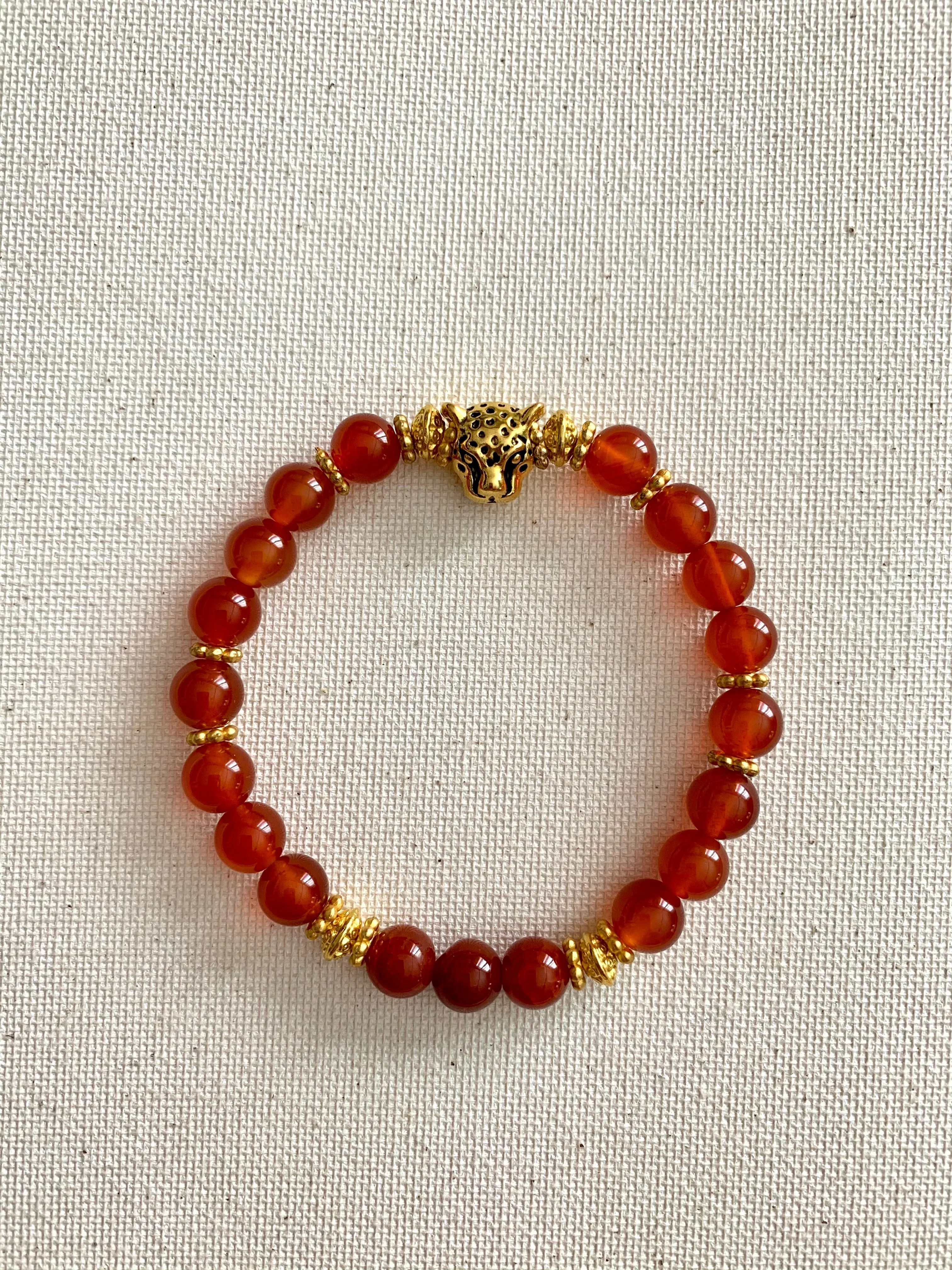 Carnelian Stone Leopard Bracelet