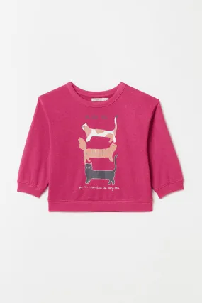 Cat Sweatshirt - Fuchsia