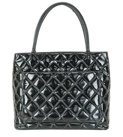 Chanel Medallion Black Patent Leather Tote