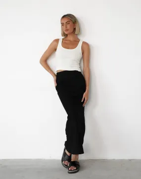 Cleo Linen Maxi Skirt (Black)