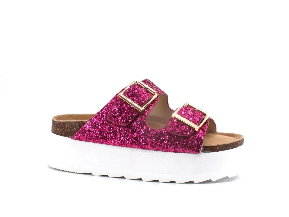 COLORS OF CALIFORNA Ciabatta Platform Glitter Rosa Fuxia