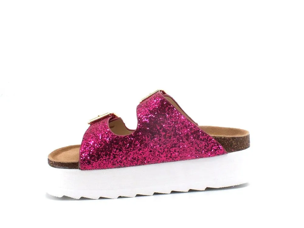 COLORS OF CALIFORNA Ciabatta Platform Glitter Rosa Fuxia