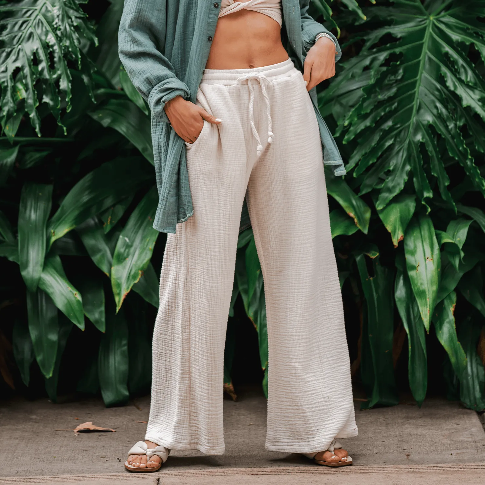 Cream Cotton Cabana Pants